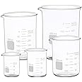 Glass Measuring Low Form Beaker Set Glass Graduated Beaker Set (50ml+100ml+250ml+400ml+600ml)