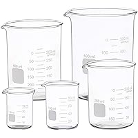 Glass Measuring Low Form Beaker Set Glass Graduated Beaker Set (50ml+100ml+250ml+400ml+600ml)