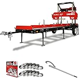MechMaxx 36" MAX Portable Sawmill(Trailer Combo Include), ZONSEN 750cc 25HP Dual Cylinder Engine, 36" Board Width, 20' Track Length(10 x Blades Included), SM-36MAX