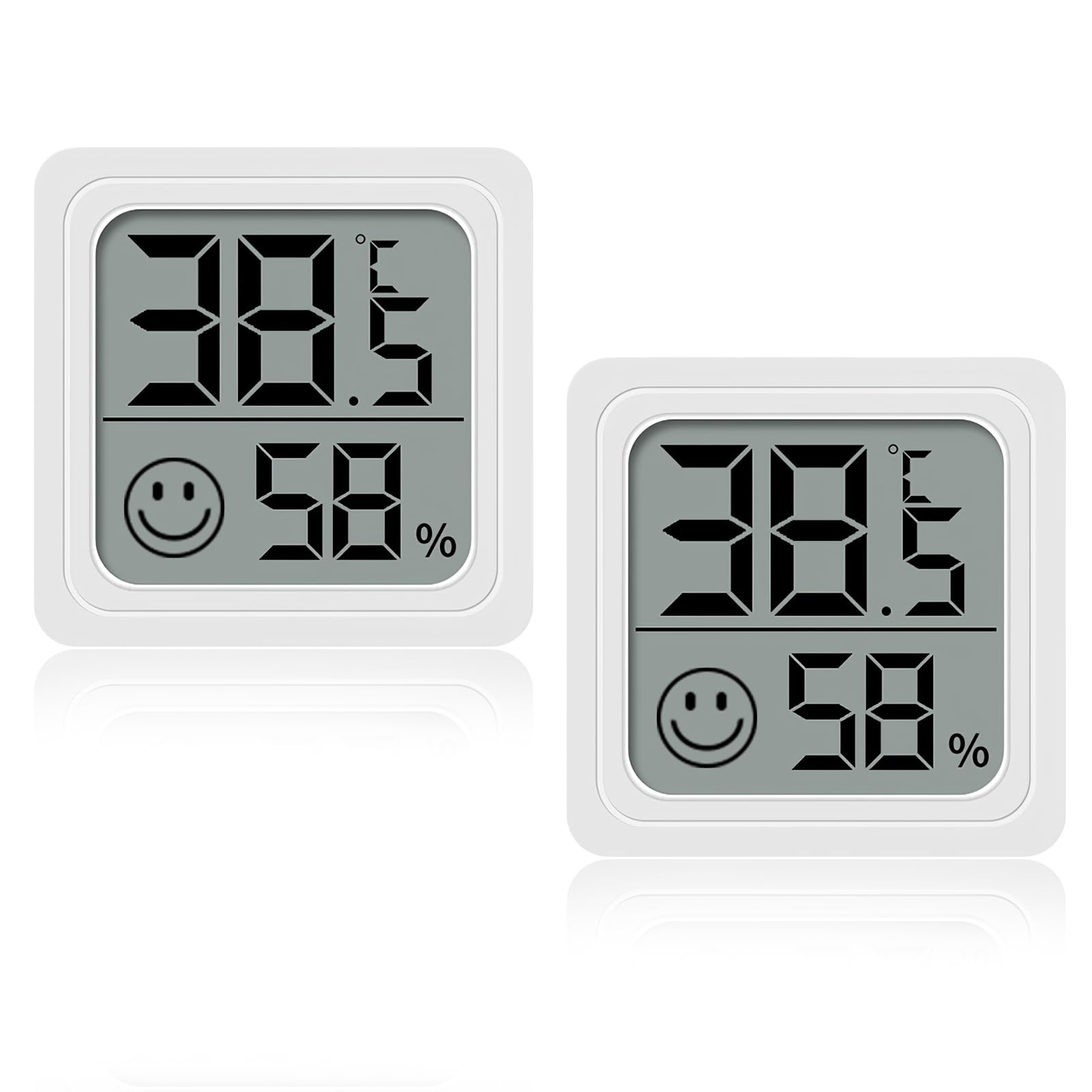 LCD Digital Room Hygrometer Thermometer 2Pcs, Mini Digital Temperature Humidity Meter Gauge, Display Humidity Sensor for House, Greenhouse, Baby, Office, Home, Garden, Cellar