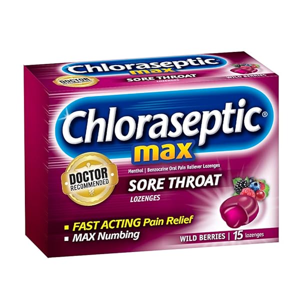 CHLORASEPTIC SORE THROAT LOZENGES, MAX STRENGTH WILD BERRIES, 15 CT (PACK OF 1)