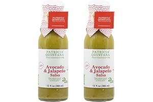 Patricia Quintana Avocado & Jalapeño Salsa - Authentic Artisanal Mexican Ingredients, Made with Keto Friendly Virgin Avocado Oil. Perfect topping to your tacos, burritos, enchiladas or other favorite food (12 oz, 2 Bottles)