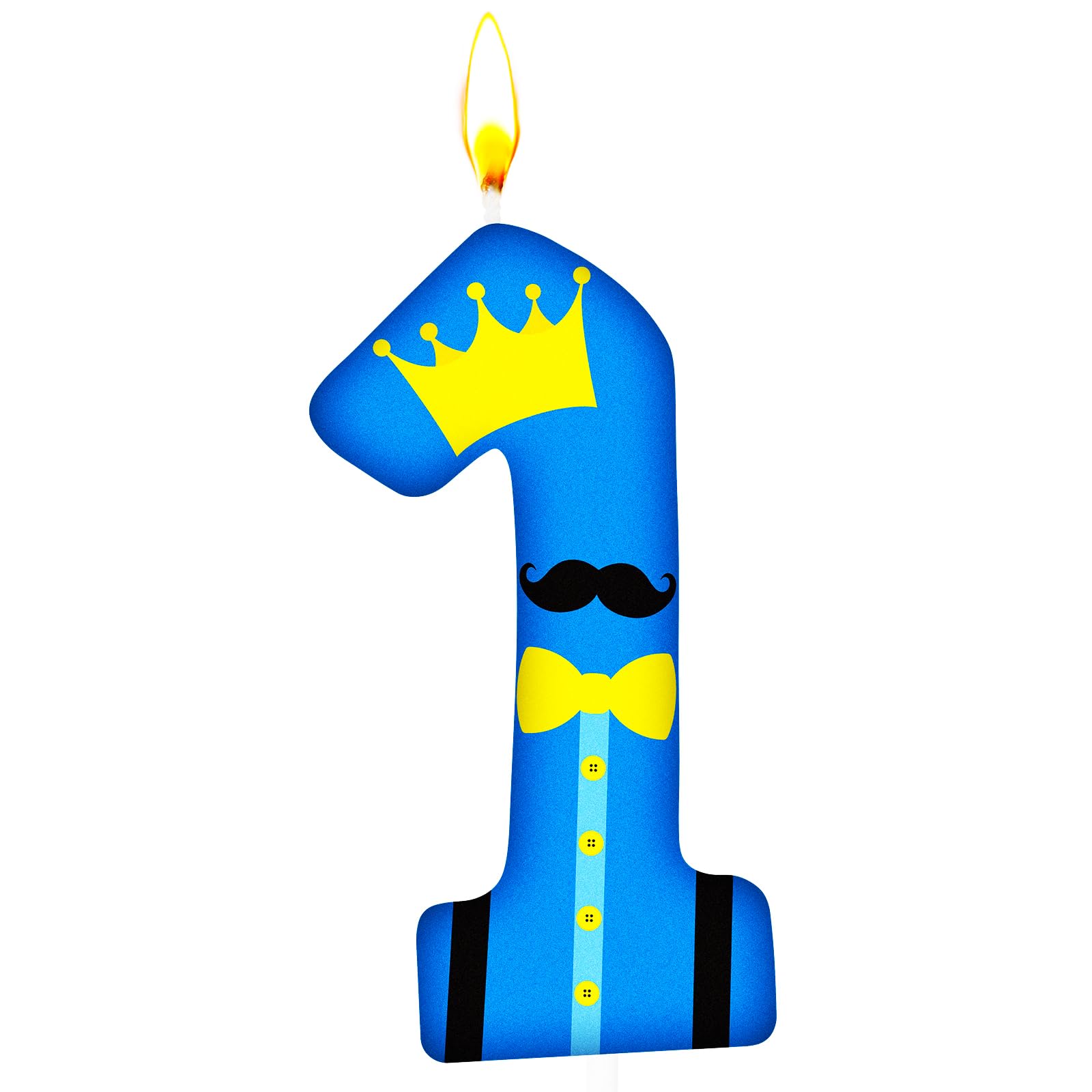 Photo 1 of MTLEE Mr Onederful First Birthday Candle Baby Boy 1st Birthday Decorations Blue Number One Cake Topper Party Supplies