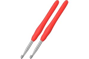 YOJOB 2Pcs 6.0mm Crochet Hooks, Ergonomic Crochet Hook for Arthritis and Beginners, Extra Long, Smooth, Comfortable (Size J / 6.0mm)