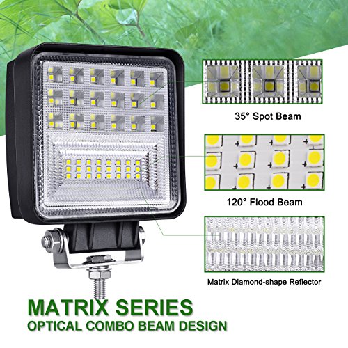 LED Pods, Auto Power Plus 2pcs 4 inch 126W Fog Lights Off Road Driving Lights Waterproof Cree LED Cubes Square Work Lights for Truck Tractor Jeep ATV Fork Lift Boat Lights - Thumbnail 2