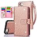 iPhone 7 Case,iPhone 8 Case, TabPow 10 Card Slot - [ID Slot] Wallet Folio PU Leather Case Cover With Detachable Magnetic Hard Case For iPhone 7/iPhone 8 (4.7 Inch) - Glitter Rose Gold