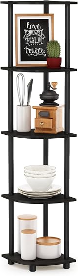 Furinno TURN-N-TUBE Corner Shelf 5-Tier Espresso Open Storage