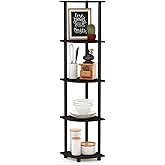 Furinno TURN-N-TUBE Corner Shelf, 5-Tier Corner Bookshelf, Open Storage Shelves, for Organization and Storage, Living Room, H