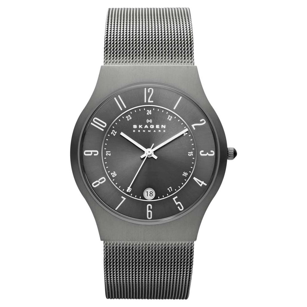Skagen Watch for Men Sundby Titanium, Three Hand Date Movement, 37 mm Charcoal Titanium Case with a Stainless Steel Mesh Strap, 233XLTTM — image 1
