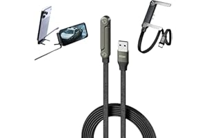 Sideways Phone Charger, 2-in-1 Invisible Holder Charger Cable, 65WW Braided Fast Charge Cable with Built-in Phone Stand for S