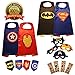 KidsLuvFun Super Hero Capes For Kids 4 Pack - Superhero Cartoon Dress Up incl. Capes Masks Felt Cuffs and 4 Sticker Packs
