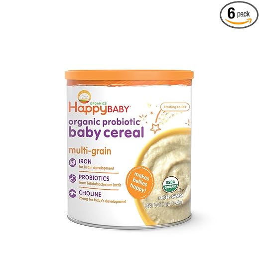 happy baby organic probiotic baby cereal with choline oatmeal