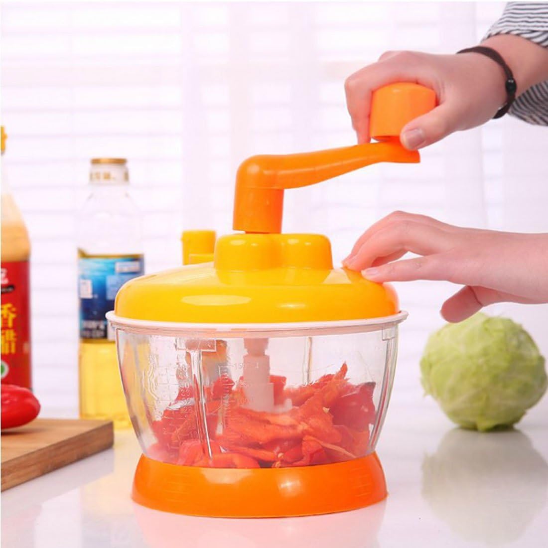 Food Chopper,ONEOENY Hand Powered Food Processor, Mixer, Spinner,Slicer,Dicer (orange1)