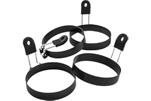 COTEY Large 3.5" Nonstick Egg Rings Set of 4, Round Crumpet Ring Mold Shaper for English Muffins Pancake Cooking Griddle - Portable Grill Accessories for Camping Indoor Breakfast Sandwich Burger