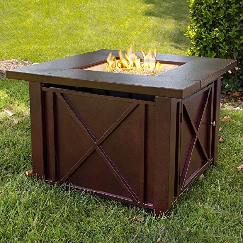 SKEMiDEX--- LPG Fire Pit Table Outdoor gas Fireplace Propane Heater Patio Backyard Deck New his fire pit is made of steel with a durable powder-coated bronze finish.Its criss cross design adds classi.