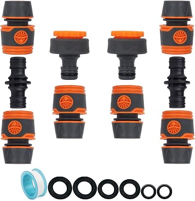 HONGCI Garden Hose Connector 2 in 1 3/4 and 1/2 Tap Adaptor Set ABS