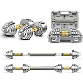 PHOEROS Adjustable Dumbbell Set - 44/66/88 LBS weights set, Dumbbell Barbell 3 in 1, Steel Dumbbells Pair with Connecting Rod for Adults Women Men Fitness Workout, Home Gym Exercise Training Equipment