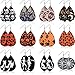 12 Pairs Halloween Earrings Teardrop Earrings Faux Leather Dangle Earrings for Halloween Costume Party Decoration Supplies