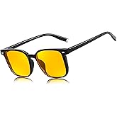 FEISEDY Night Vision Driving Glasses for Men Women Yellow Lens Reduce Glare Vintage Sunglasses for Driving B0175
