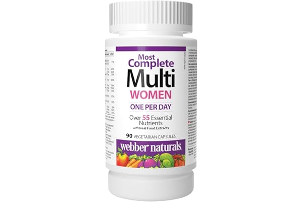 Webber Naturals Most Complete Multi For Women, 90 Capsules, One-Per-Day, Over 55 Vitamins, Minerals, and Whole Food Fruit and