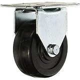 E.R. Wagner Plate Caster, Rigid, Soft Rubber Wheel, Delrin Bearing, 125 lbs Capacity, 3" Wheel Dia, 1-1/4" Wheel Width, 3-3/4" Mount Height, 3-3/4" Plate Length, 2-3/4" Plate Width