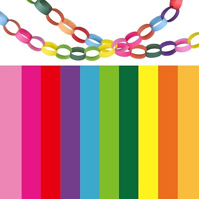 Morcheiong 600Pcs Rainbow Color Paper Chains Classroom Party Decoration