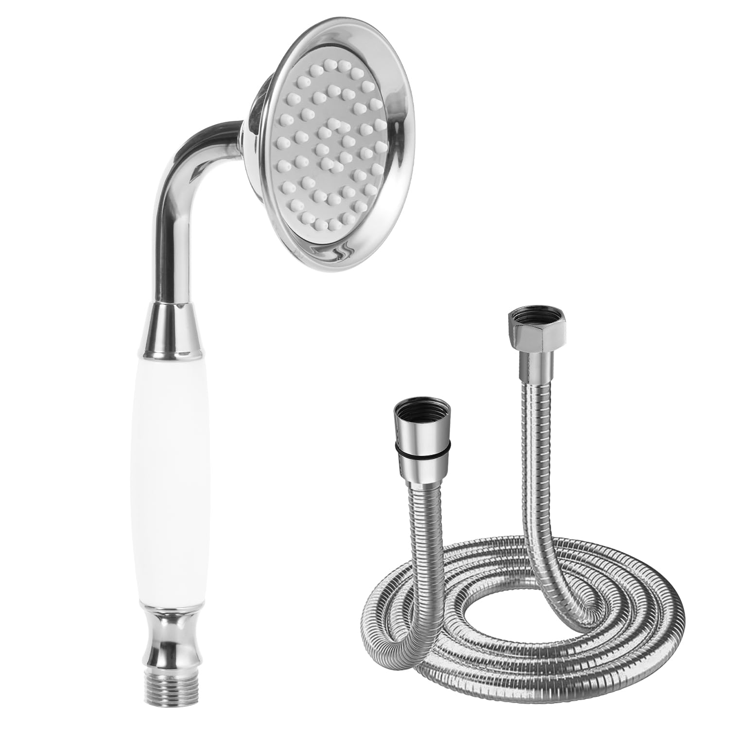 Delnet Classical High-Pressure Head Shower Chrome Traditional Telephone Style Hand Held Shower Head Saving Shower and 1.5M Hose
