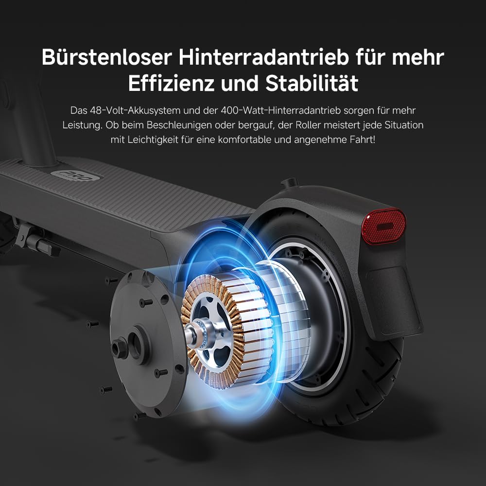 Xiaomi 5 Pro E-Scooter mit Straßenzulassung (max. 20km/h, bis zu 60km Reichweite & 22% Steigung, Federung vorne, 10" Luftreifen, Blinker, Dual-Bremssystem, Traktionskontroll-System, App) 3