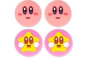 BelugaDesign Pink Puff Ball Switch Thumb Grips | Cute Anime Smash Star Allies Forgotten Land | Pastel Pink Button Joystick Caps | Compatible with Nintendo Switch Standard Lite OLED