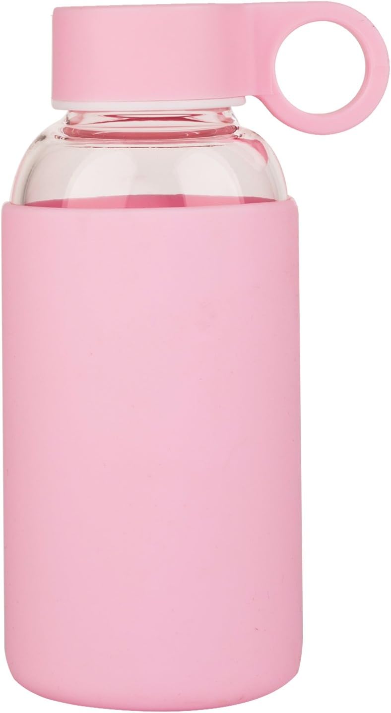 Justfwater Borosilicate Glass Water Bottle With Silicone Sleeve 350ml BPA Free