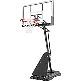 Skytime Basketball Hoop, 44&amp;47IN Portable Basketball Hoop Outdoor | 5.3-10ft Height Stepless Regulation Adjustable Basketball Goal System with Rebound Plate