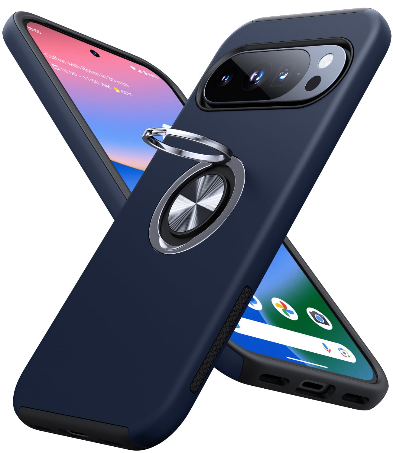 Photo 1 of JAME for Google Pixel 10 Case/Pixel 10 Pro Case, Slim Fit Military Grade Shockproof Cover with Metal Ring Holder Stand Kickstand Protective Phone Case for Google Pixel 10/10 Pro 6.3", Blue
