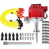 Performance HEI Distributor Red Cap &amp; Spark Plug Wires &amp; 7500 RPM 65K Coil Compatible with Mopar Chrysler Dodge Plymouth V8 Engines 273 318 340 360