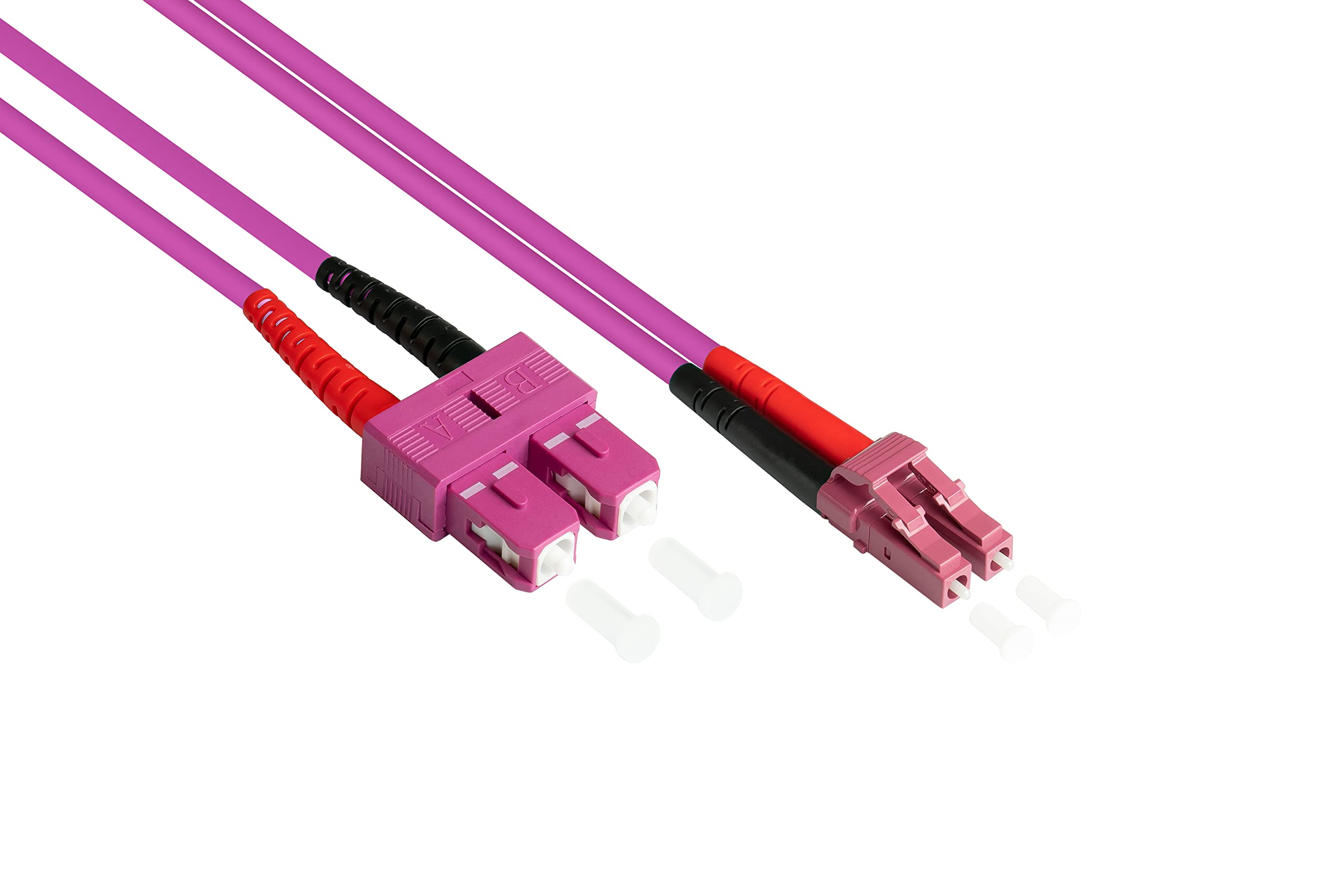Good Connections LWL Duplex Patch Cable LC to SC Multimode 50/125 Inch Fibre Optic purple OM4 - Violett/Pink 10 m