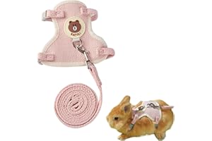 Copfeu Rabbit Harness and Leash Set Adjustable Bunny Harness Leash Ferret Harness Guinea Pig Harness Ferret Leash for Small Pets Walking Outdoor (Medium,Pink)