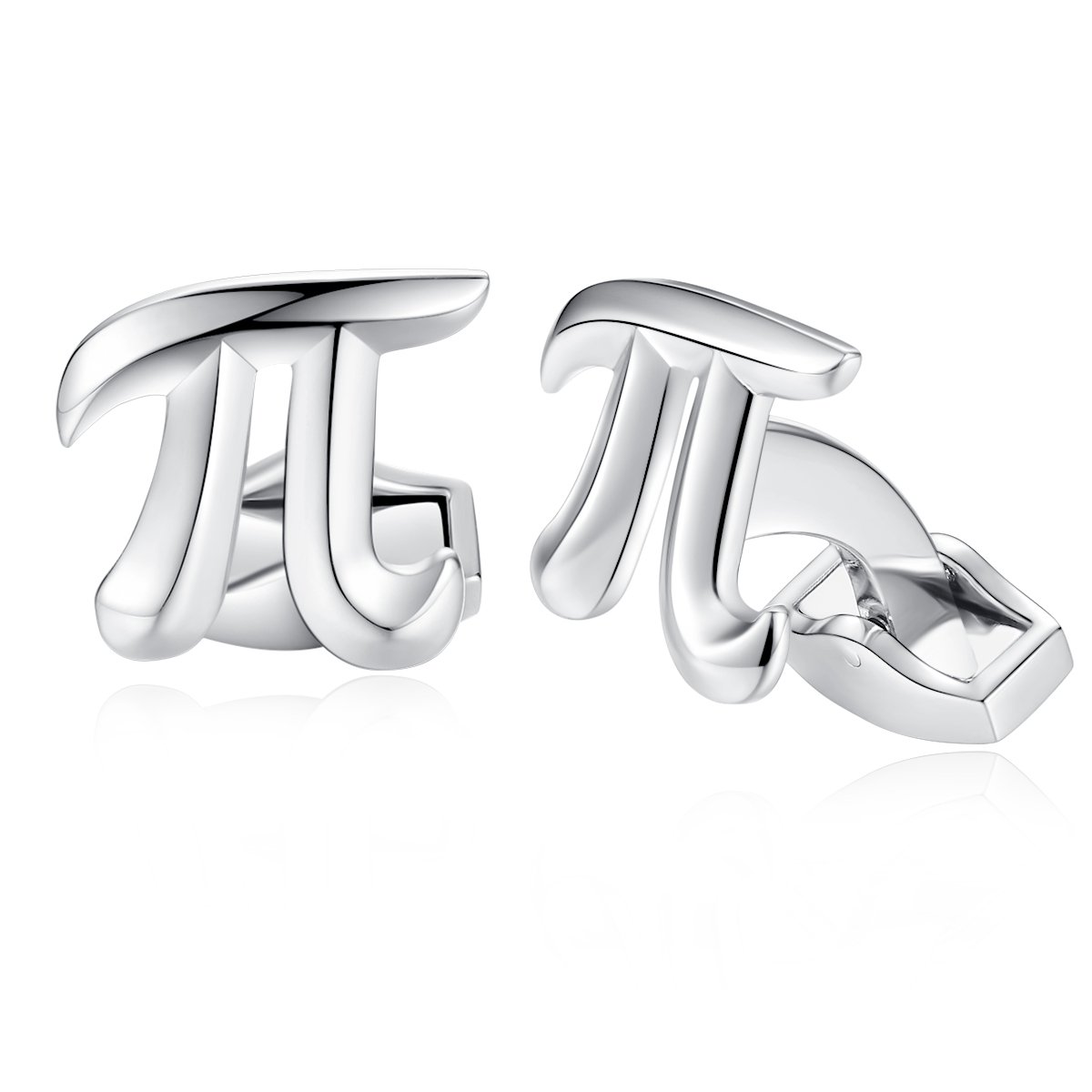 HONEY BEAR π Physics Mathematics Maths Symbol Cufflinks for Men Shirt,Stainless Steel for Business Wedding Gift Silver