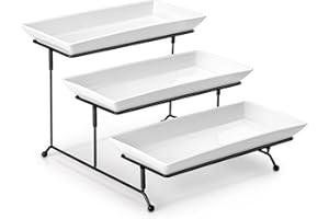 MALACASA 3 Tier Serving Trays for Party, Porcelain Serving Platters and Trays, 12 Inch Tiered Tray Stand, Fruit Tray, Trays f