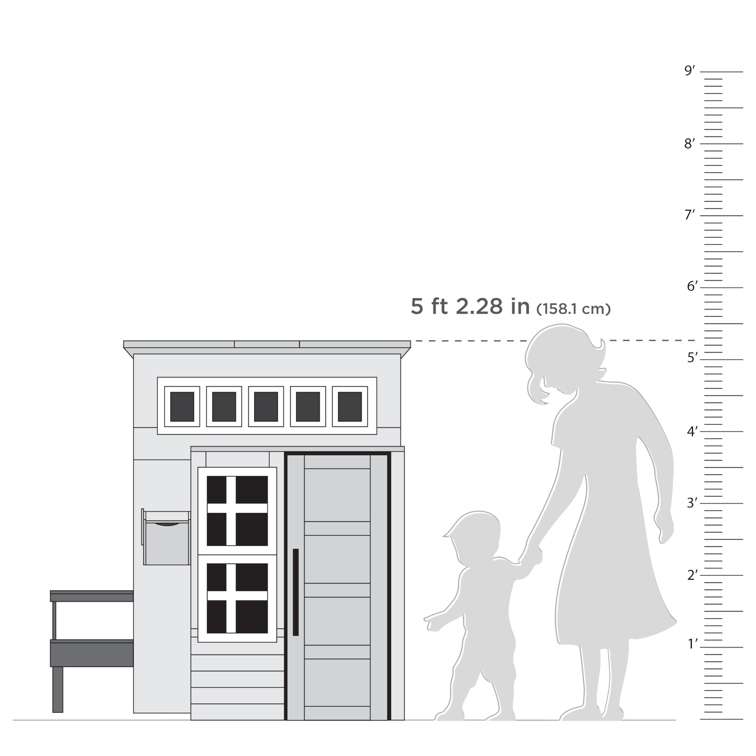 KidKraft Modern Outdoor Wooden Playhouse with Picnic Table, Mailbox and Outdoor Grill ,Gift for Ages 3+