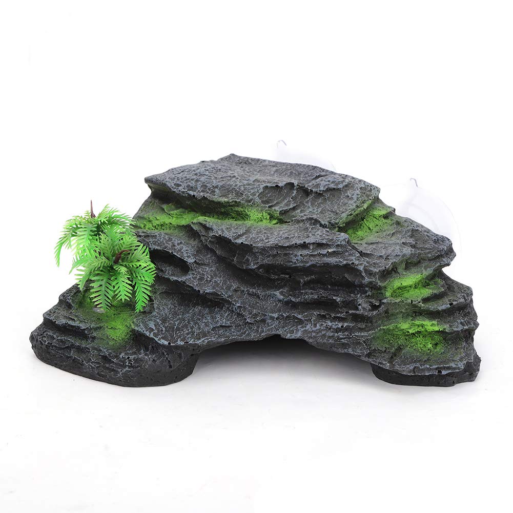 Fdit Reptile Cave Artificial Resin Turtles Basking Floating Platform Turtle House Floating Island Aquarium Stone Fish Tank Decoration Ornament