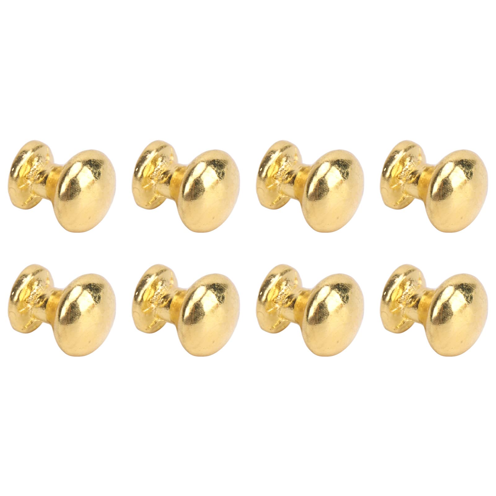 Miniature Handle Knobs, 8pcs Metal Dollhouse Door Handle Knobs, 1:12 Scale Round Head Rustproof Dollhouse Miniature Handle Knobs for Cabinets (Golden)