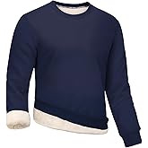 Gihuo Mens Sherpa Lined Sweatshirt Fleece Crewneck Sweatshirts Winter Warm Pullover