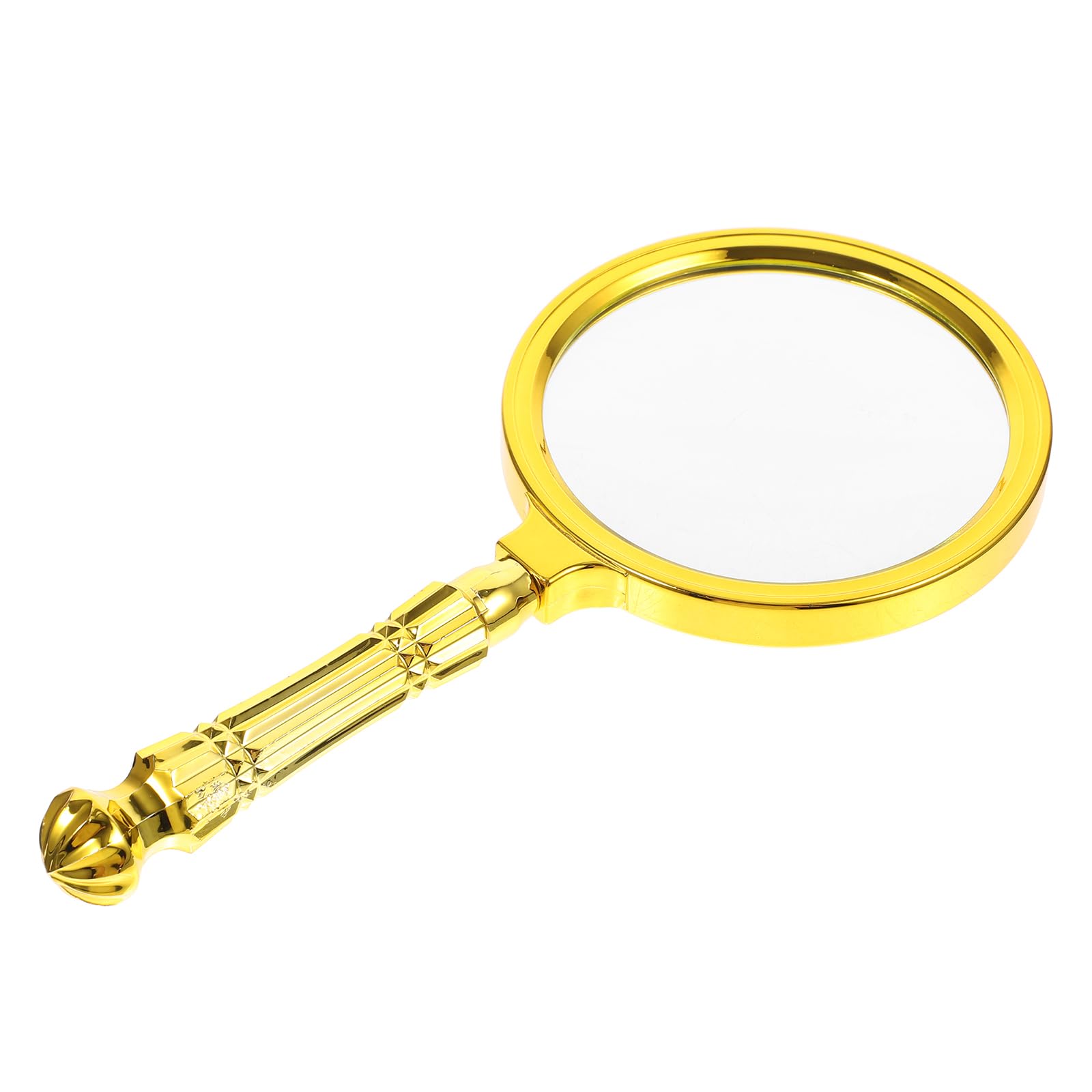 HOMSFOU Gold Plated Magnifying Glass Handheld Magnifier with Long Handle 7.09In Portable Reading Magnifier for Jewelry Craft Electronics and Kids