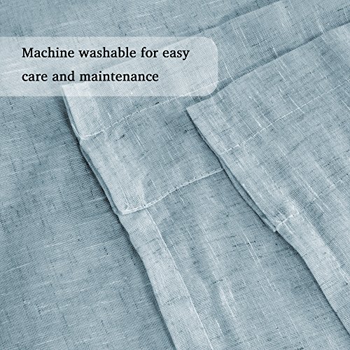 image for Turquoize Linen Sheer Curtains 108 Inch for Bedroom Living Room Natura