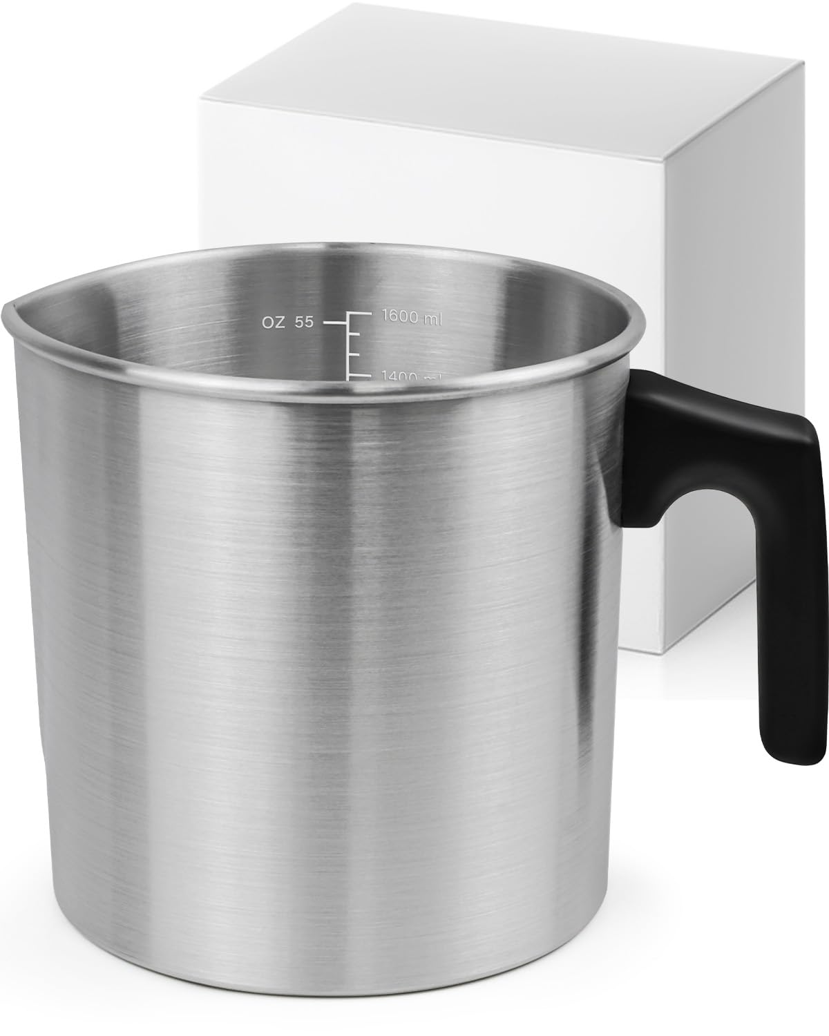 Candle Wax Melting Pot, BOYUJK Wax Melter for Candle Making, 1800ML High Volume Dripless Pouring Pitcher Candle Making Pot with Heat-Resistant Handle for Candle Making Crafts in Home Kitchen (1800 ml)