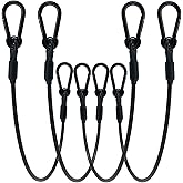 SDTC Tech 4-Pack Loop End Braided Stainless Steel Cable Heavy Duty Security Wire Ropes with Carabiner Hook Locks for Yard Light, Home Decoration, Transport, 4mm Thickness 24 Inch Length PVC Coated