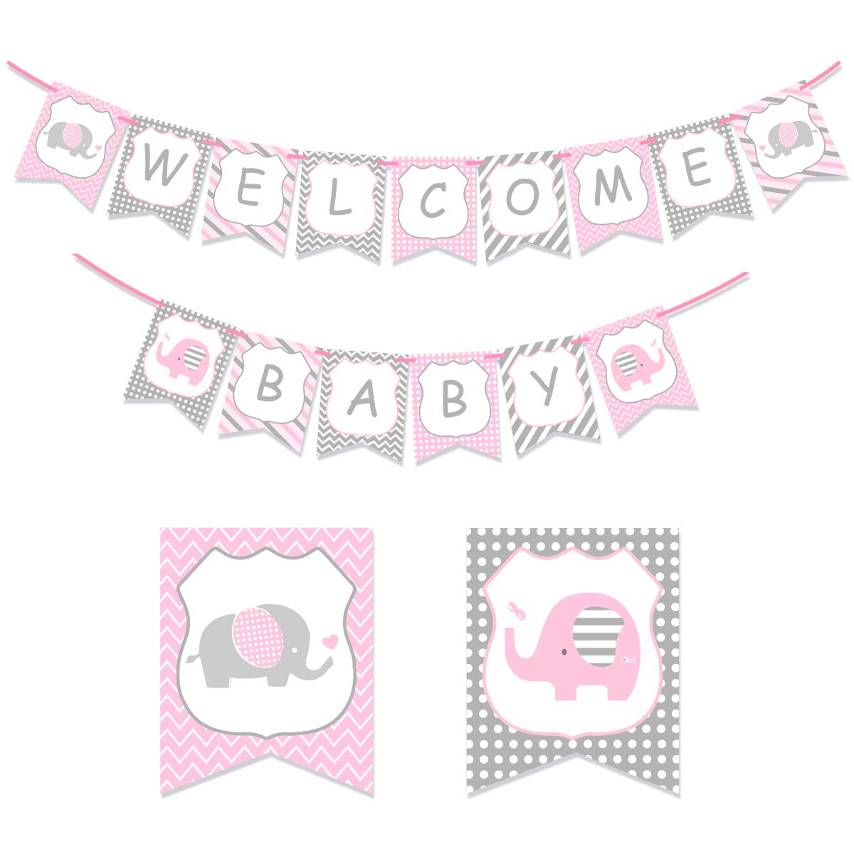 Pink Elephant Baby Shower Decoration Welcome Baby Banner for Girls Little Elephant Little Peanut Little Princess Baby Shower Banner Decorations Supplies