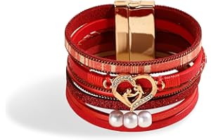 Long tiantian Bracelets for Women Trendy Heart Bangle Cuff Bracelets