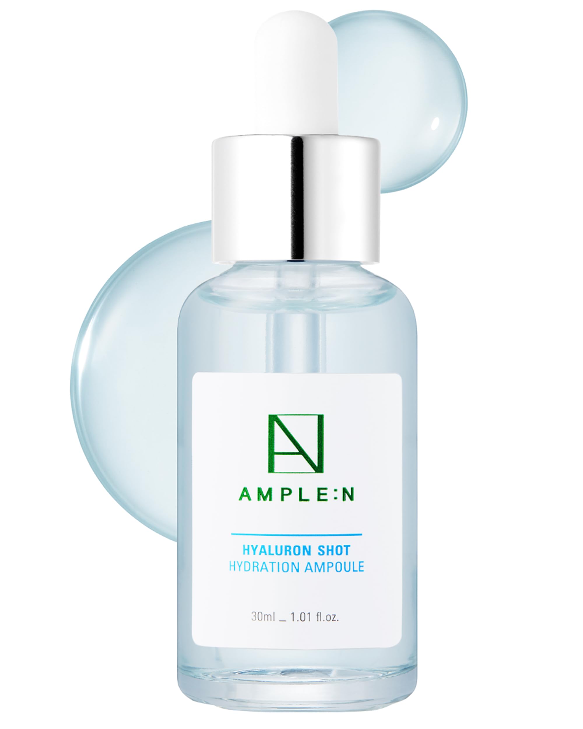 CORÉANA AMPLE:N Hyaluron Shot Ampoule 1.01 fl. oz. (30ml) - Hyaluronic Acid Powerful Hydrating Boosting Facial Serum, Plumps and Smoothes, Daily Moisturizes for Dry Skin, Glow Skin