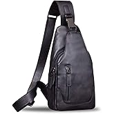 IVTG Genuine Leather Sling Bag for Men and Women Chest Shoulder Crossbody Hiking Backpack Vintage Handmade Daypack