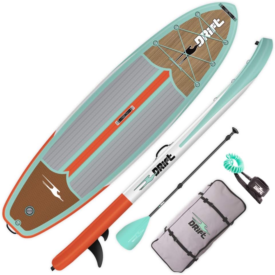 DRIFT Inflatable Stand Up Paddle Board, SUP with Accessories | Pump, Lightweight Paddle, Fin & Backpack Travel Bag